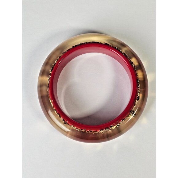 LOUIS VUITTON Red Monogram Inclusion Bracelet GM Charm Bangle Gold LV Logo Charm - Picture 12 of 14